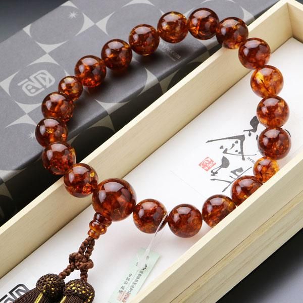 数珠 男性用 特大 琥珀 正絹房 - 数珠 京念珠 専門店 念珠ドットコム