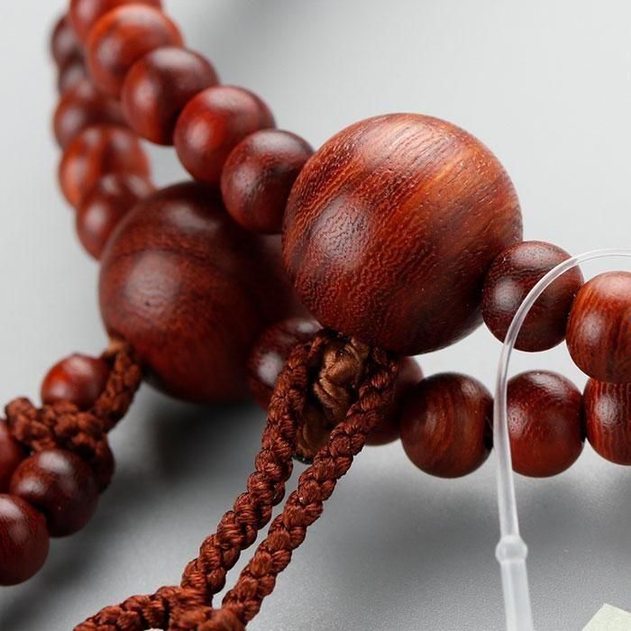 日蓮宗 数珠 男女兼用 尺寸 108玉 紫檀 (艶消し) 正絹製・梵天房