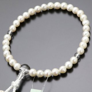 ≪特別価格≫数珠 女性用 淡水パール（白系）本水晶 正絹房（白色）2000200301400 送料無料