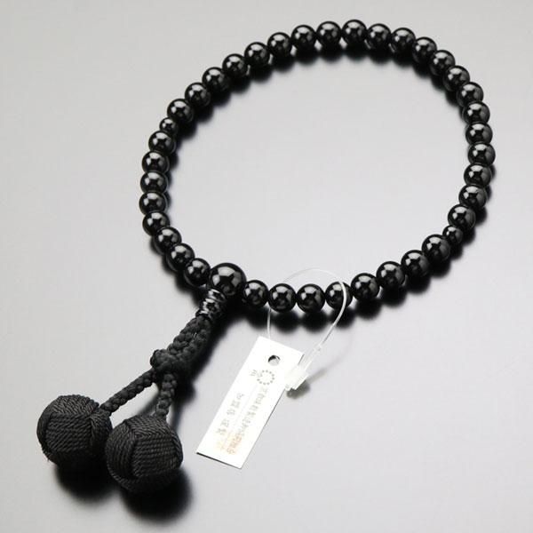 数珠 女性用 約7ミリ 黒オニキス 共仕立 梵天房（単色）2000200200390