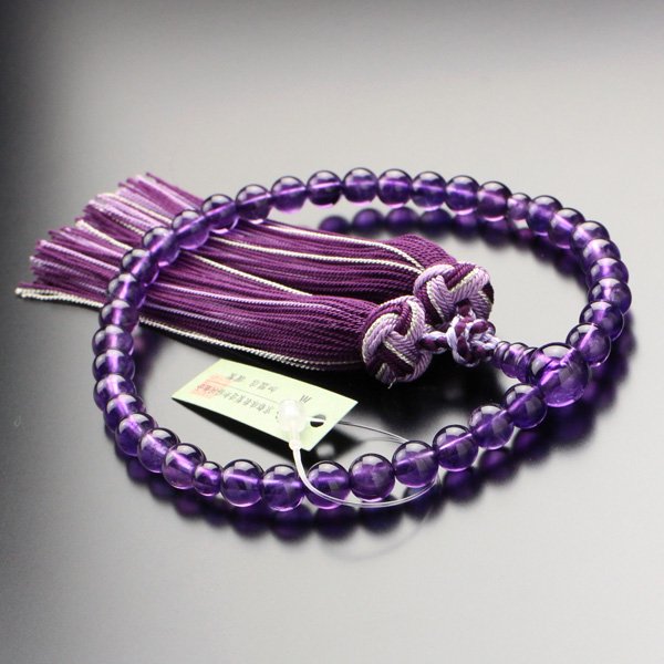 数珠 女性用 紫水晶 グラデーション 銀花かがり房 - 数珠 京念珠 専門 