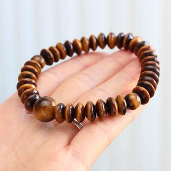 数珠ブレスレット 36玉 平玉 虎目石【法珠庵・吉村珠道作】 - 念珠