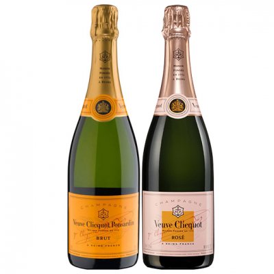 最高級のシャンパン ヴーヴ・クリコ イエロー・ラベル ブリュット＆ローズ・ラベル ロゼ 白 スパークリング シャンパン ワインセット 750ml 2本  フランス 白ワイン【送料無料】 - 酒楽ＳＨＯＰ