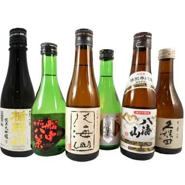 日本酒 飲み比べセット 楯野川、船中八策、八海山 大吟醸、八海山 特別本醸造、刈穂、久保田 300ml 6本セット ギフトボックス入り 送料無料 -  酒楽ＳＨＯＰ