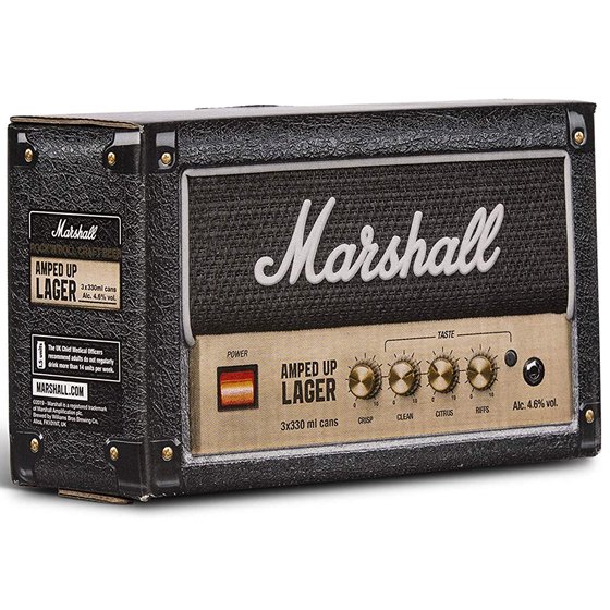 Marshall マーシャル アンプトアップ・ラガー 缶 330ml 3本入り小型アンプヘッド型ギフトボックスｘ8箱セット  イギリスビール【ケース販売】 - 酒楽ＳＨＯＰ