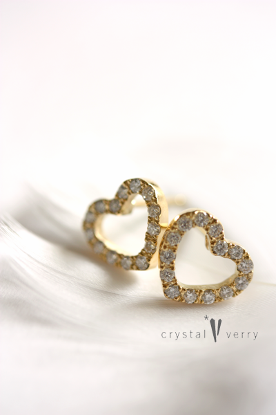 18金イエローゴールド ダイヤモンド ハート ピアス - crystal-verry*