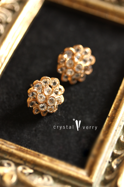 18金ピンクゴールド bonbon フラワー 水晶 ピアス - crystal-verry*