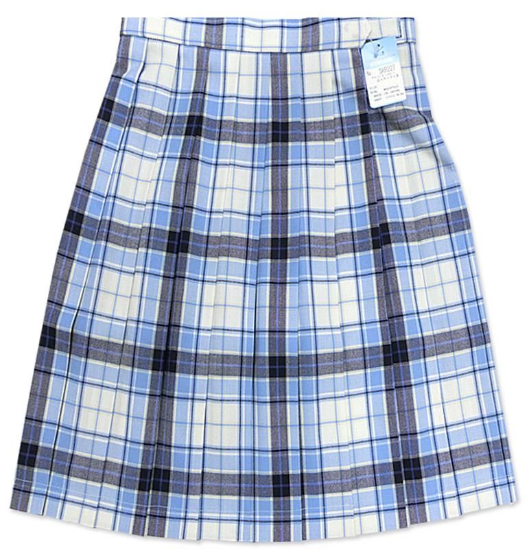 KURI-ORI - クリオリ ゴルフや制服に 丈カット処理済みスカート【どれでも３点以上10%オフ】 制服 スカート 夏用 オフ白×サックスチェック W75/W80/W85 丈48