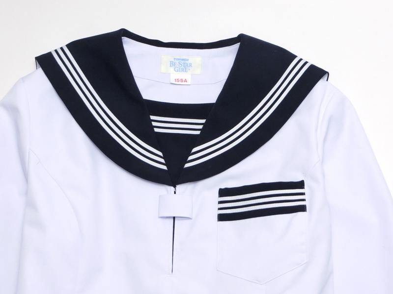 TOMBOWトンボBe-StarGirl白長袖セーラー服(紺衿・三本線)180A TOMBOWトンボBe-StarGirl白長袖セーラー服(紺衿・三本線)180A