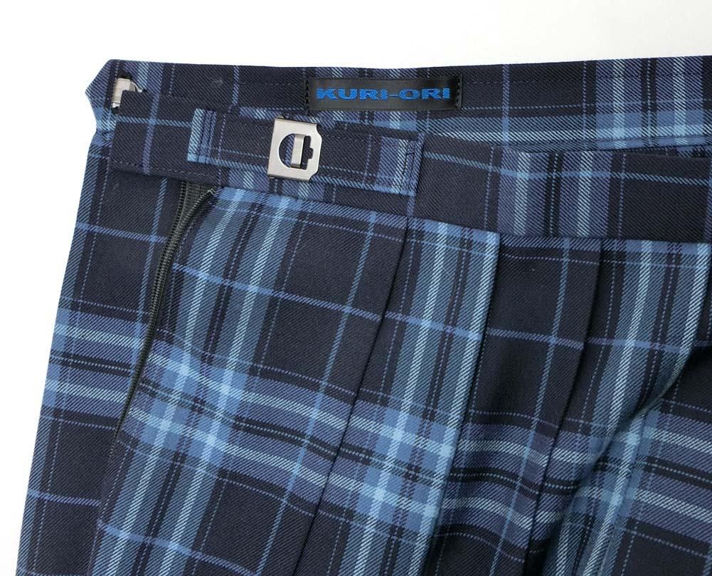 制服スカート 紺×サックスチェック 大きいサイズ W75/80/85 丈54(ひざ