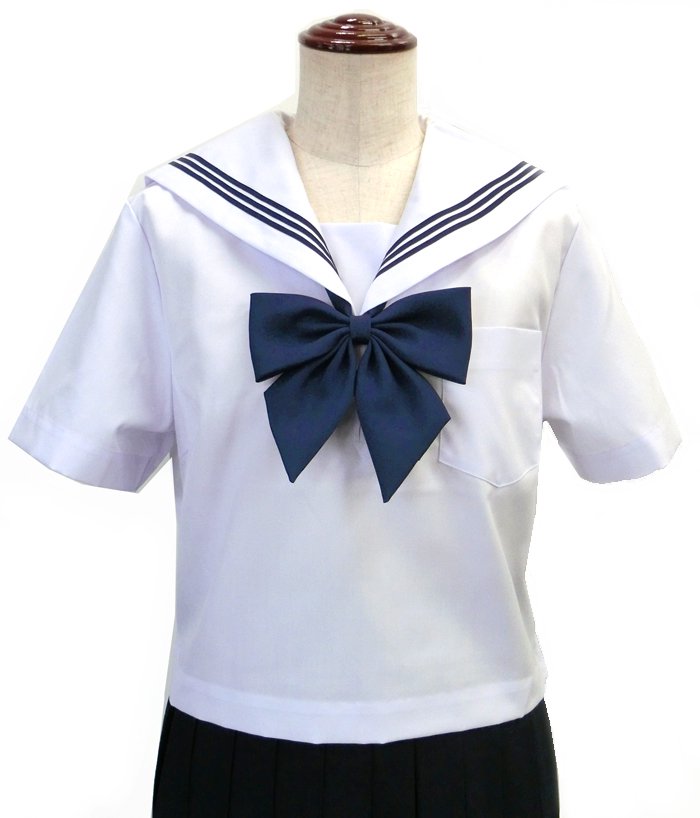 Kuri Oriクリオリ白半袖セーラー服 白襟 紺三本線 アイラブ制服