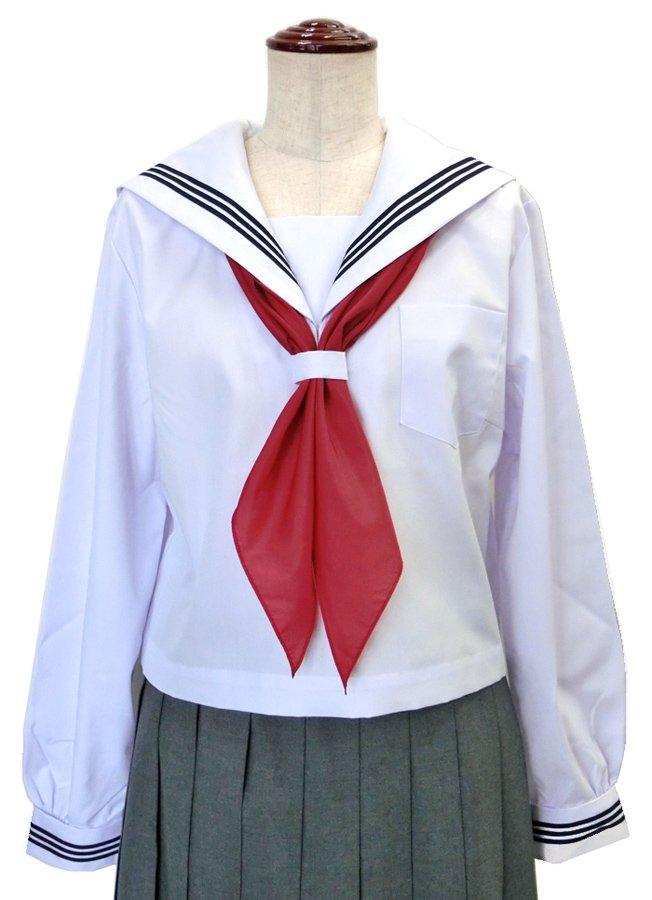 KURI-ORI 白長袖セーラー服（白襟・三本線） アイラブ制服