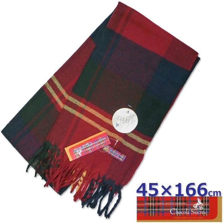 Chocola Sucre(ショコラシュクレ)スリムストールマフラー(赤紺グリーン