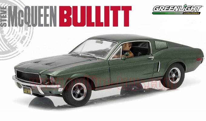 グリーンライト 1968 マスタング Bullitt ブリット ドライビングフィギュア付き 1:18 - レッドラインコレクティブルズ