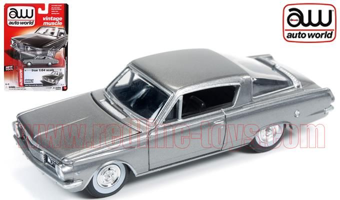 Autoworld 1964 プリムス バラクーダ シルバー 1:64 - レッド