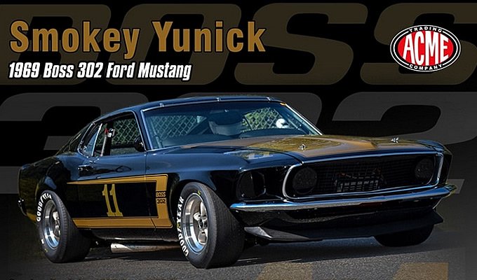 限定852個 ACME 1969 フォード マスタング BOSS302 #11 SMOKEY YUNICK 1:18 - レッドラインコレクティブルズ