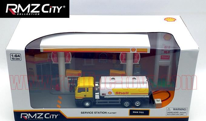 RMZ City　シェル　ガスステーション RMZ CITY ジオラマ SHELL サービスステーション w/ タンカー 1