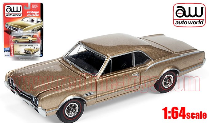 Autoworld 1966 オールズモビル 442 HT ゴールド 1:64 - レッドラインコレクティブルズ