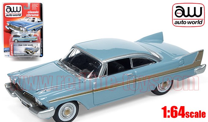 Autoworld 1958 プリムス フューリー HT ライトブルー 1:64 - レッド