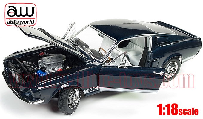 オートワールド 1967 シェルビー GT500 50th Anniv. ダークブルー 1:18 - レッドラインコレクティブルズ