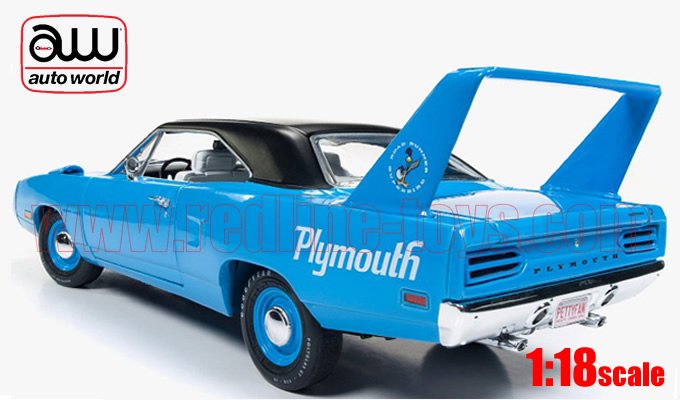 オートワールド 1970 プリムス スーパーバード 50th Anniv.of Plymouth Road Runner Looney Tunes  ペティ・ブルー 1:18 - レッドラインコレクティブルズ