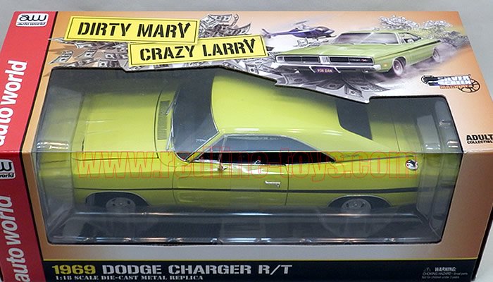 オートワールド 1969 ダッジ チャージャー R/T ”Dirty Mary Crazy Larry” 1:18 - レッドラインコレクティブルズ