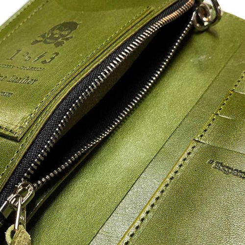 □1%13_1% AUTHENTIC LEATHER LONG WALLET SAGE GREEN□ - FUUDOBRAIN