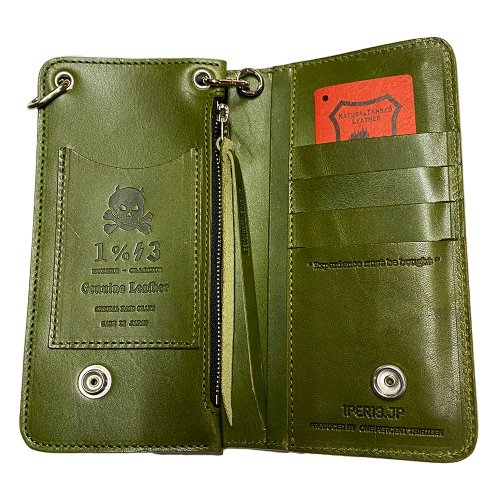 □1%13_1% AUTHENTIC LEATHER LONG WALLET SAGE GREEN□ - FUUDOBRAIN