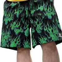 NO MAD NUMSKULL_FIRE FLAMES HALF SHORTS BLACK x GREEN