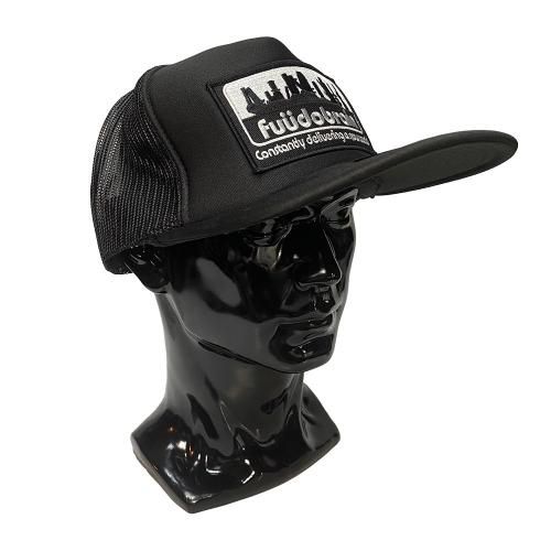 □FUUDOBRAIN_logo high crown flat visor mesh cap