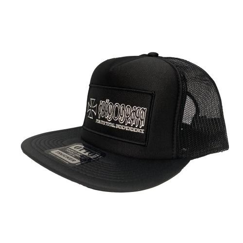 □FUUDOBRAIN_logo high crown flat visor mesh cap