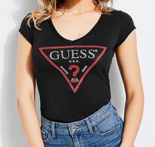 GUESS ラインストーンロゴTシャツ (レディース) - STARNITE RECORDS ONLINESHOP