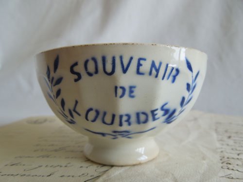 Antique ルルドの泉 Petit カフェオレボウル ブルー2* - フランス雑貨