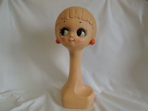 Antique フランス Twiggy グリーンアイ マネキンヘッド* - フランス雑貨Angels *アンティーク雑貨、ブロカント雑貨*