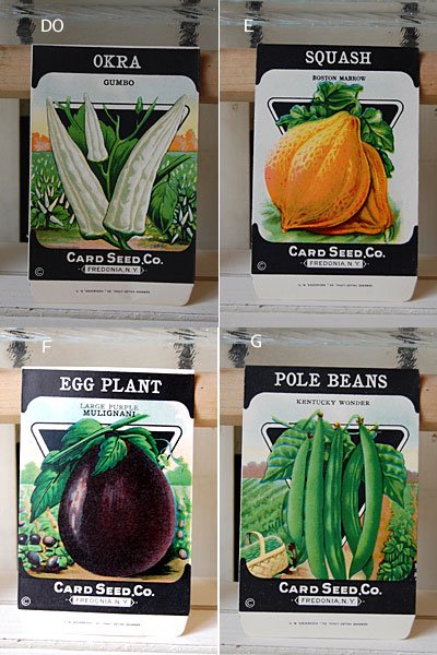 野菜やハーブのアンティーク種袋デッドストック品