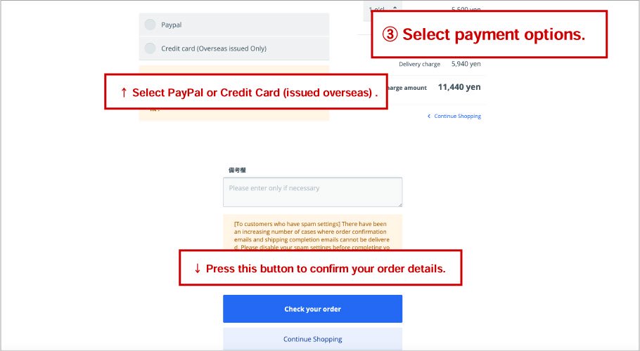 select payment options