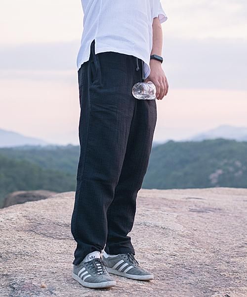 二重ガーゼ イージーパンツ | 漆黒 - 楊柳生地 専門店 山城 ネットショップ