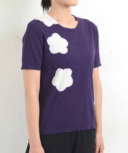花柄絞り Tシャツ 京紫色 きょうむらさきいろ