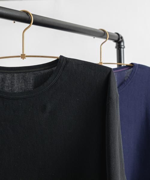 メンズ ロングスリーブ Tシャツ | ブラック - 楊柳生地 専門店 メンズ ロングスリーブ Tシャツ | ブラック - 楊柳生地 専門店