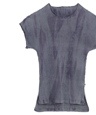 【 10月中旬入荷予定 】形態安定加工 ムラ染 プリーツシャツ 半袖 深紫色 | ふかきむらさきの商品画像