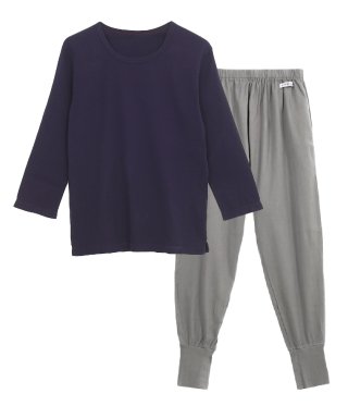 【 お得セット 】レディース 七分袖 Tシャツ 至極紫色 × リブ付 ジョッパーズパンツ 銀鼠色の商品画像