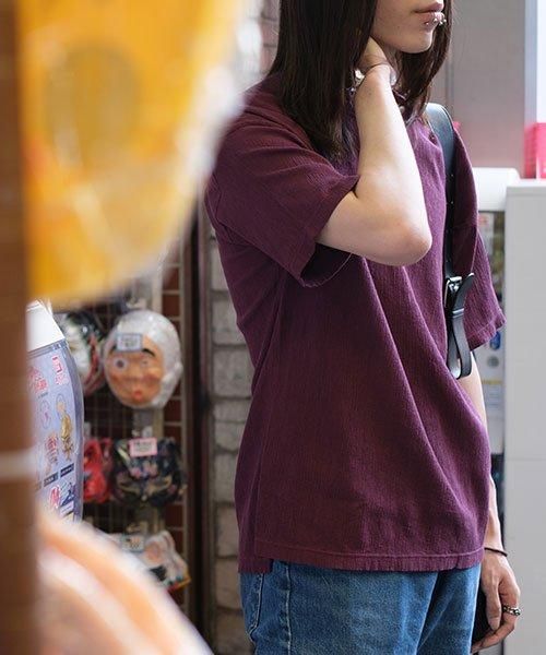 自然シボ メンズTシャツ | バーガンディ - 楊柳生地 専門店 山城 自然シボ メンズTシャツ | バーガンディ - 楊柳生地 専門店 山城