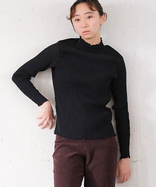 プリーツ ハイネックシャツ | 漆黒 - 楊柳生地 専門店 山城 ネットショップ