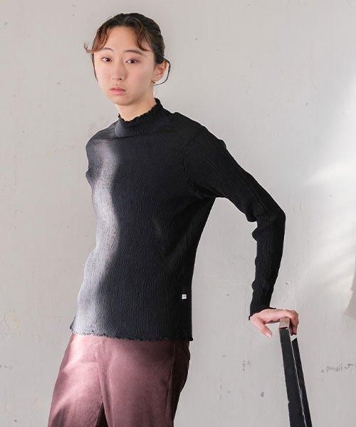 プリーツ ハイネックシャツ | 漆黒 - 楊柳生地 専門店 山城 ネットショップ
