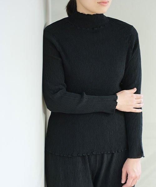 プリーツ ハイネックシャツ | 漆黒 - 楊柳生地 専門店 山城 ネットショップ