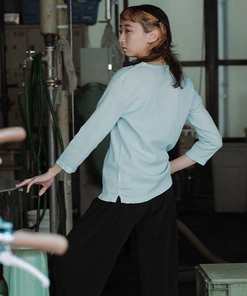 レディース 七分袖 Tシャツ | 青緑 - 楊柳生地 専門店 山城