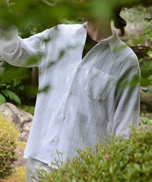 【海外 正規品】 レギュラー ちぢみ 麻100% カラー ホワイト | 長袖 シャツ トップス