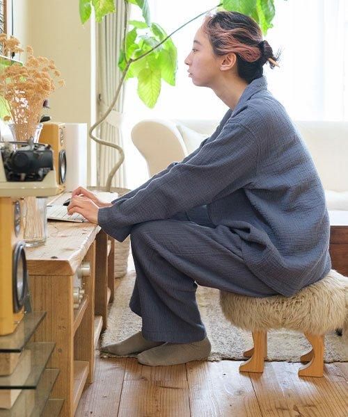 二重ガーゼ パジャマセット | ブルーグレー - 楊柳生地 専門店 山城