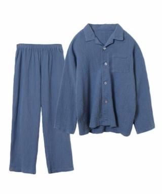 二重ガーゼ パジャマセット ブルーグレーの商品画像
