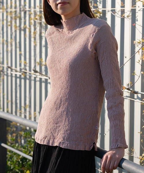 プリーツ ハイネックシャツ | スモーキーピンク - 楊柳生地 専門店